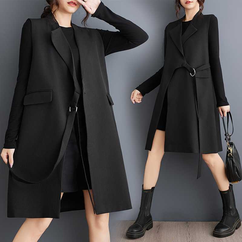 「ファットガール」 2024秋新品 スーツベスト 袖なし 大きいサイズ 体型カバー ノースリーブ レディース ロングベスト メガ割30%までに制限