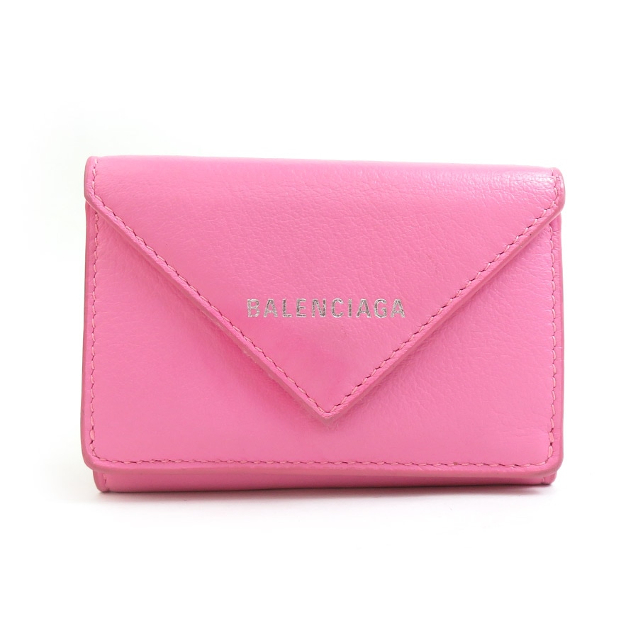 バレンシアガ BALENCIAGA 三つ折り財布 レザー ピンク ユニセックス h31393a