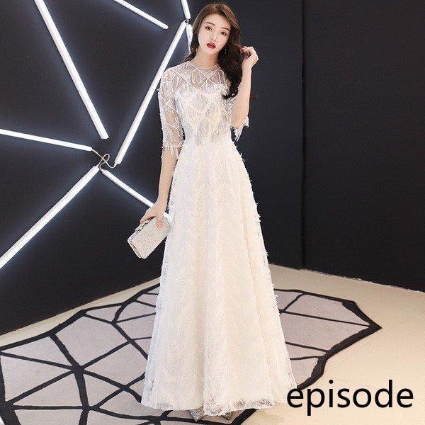 2021春パーティードレス セクシー 姫系 フリンジ 露背 花嫁ロングドレス お呼ばれ 結婚式 誕生日 ロング丈 二次会 エレガント 演奏会 挙式hs4824