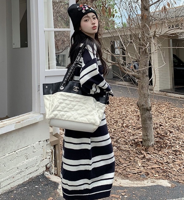 ワンピース デート モテアイテム ロング丈 長袖 ミドルネック ニット 可愛い きれいめ 上品 おしゃれ かっこいい 可愛い ラブリー キュート ガーリー クール モード系 セクシー