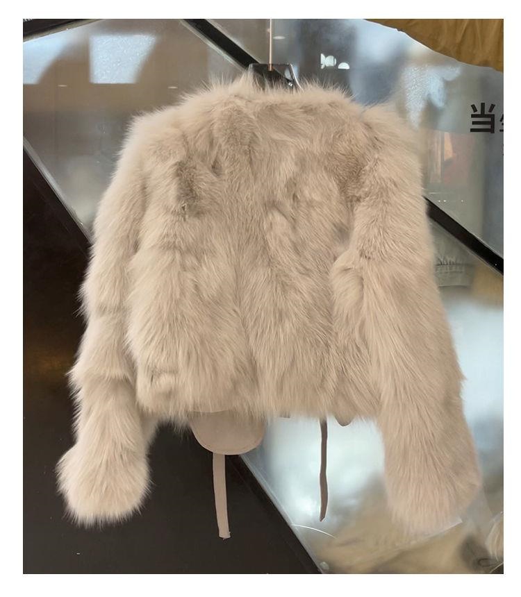 INSスタイルキツネ毛 毛皮コート 短いスタイル 暖かい レースアップ 2022秋冬 新品 快適である 厚手の上着