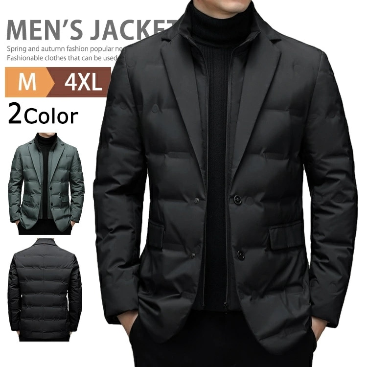年末SALE期間中ダウンジャケット スーツ テーラードジャケット メンズ ダウンコート ブレザー ジャケット ビジネス コート アウター 2つボタン 防寒着 保温 暖か 紳士 カジュアル ブルゾン ゴジャンパー・ブルゾン