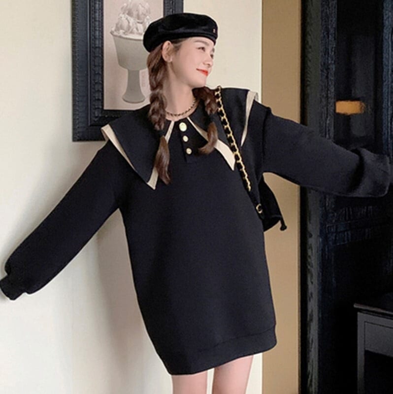 ワンピース ワンピドレス ショート ショート丈 膝丈 ひざ丈 膝上 袖あり 長袖 襟付き ストレート かわいい 大人可愛い きれいめ シンプル 大人 上品 おしゃれ 大人女子 こなれ感 ラブリー