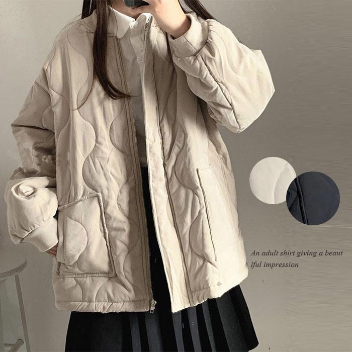 キルティングジャケット レディース キルティングコート 中綿コート キルティングジャケット コート 中綿コート ショート丈 冬 キルティング 重ねき 無地 軽量 ジャケット 防寒 レイヤード ゆったり