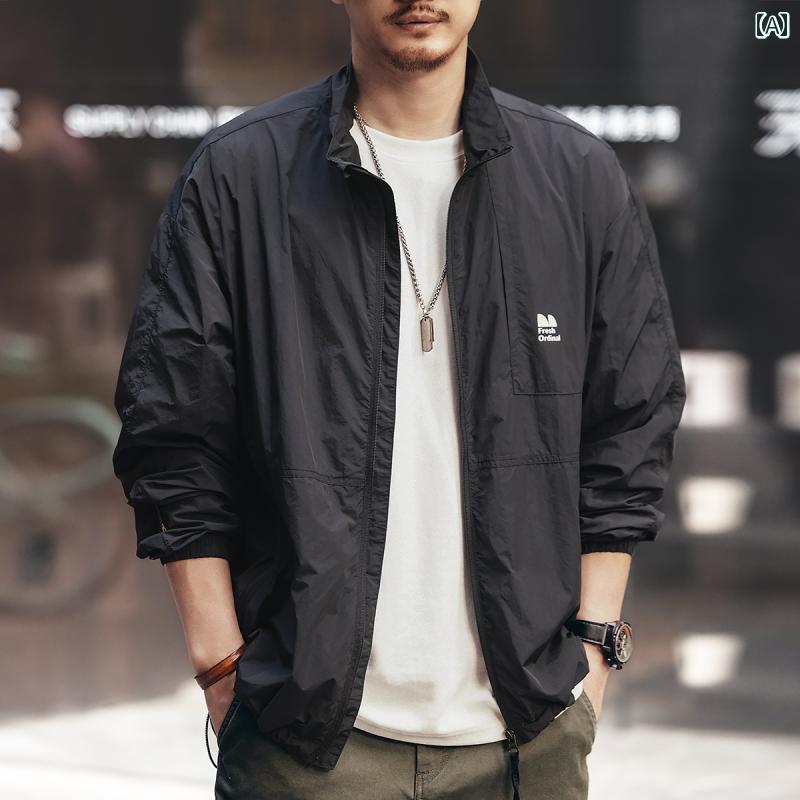 メンズ ファッション 服 男性用 オシャレ シンプル 大人 かっこいい 大きいサイズ ストリート 紳士服 夏 アウトドア 速乾 日焼け防止 服 UPF 50 フード付き 軽量 抗UV ジャケット