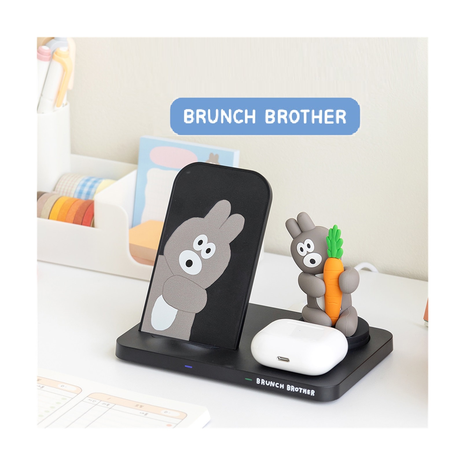 ブランチブラザー 韓国 キャラクター ワイヤレス充電器 ワイヤレスチャージャー アップルウォッチ 充電 iPhone Airpods 二重 高速 ワイヤレス 充電器 スタンド