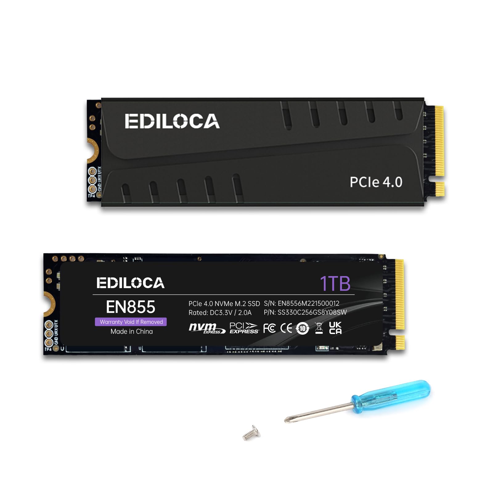 Ediloca EN855 SSD ヒートシンク付き 1TB PCIe Gen4x4 NVMe M.2 2280 PS5動作確認済み 最大読込: 7400MB/s 最大書き：5400MB/s 3D N