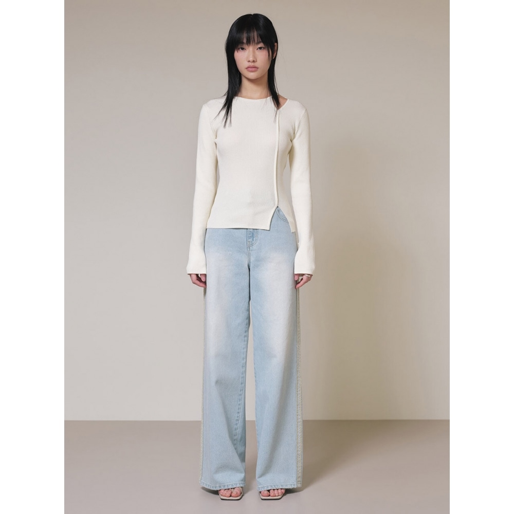 レイブウォッシングデニムパンツ Lサイズブルー VJ4SL153AM