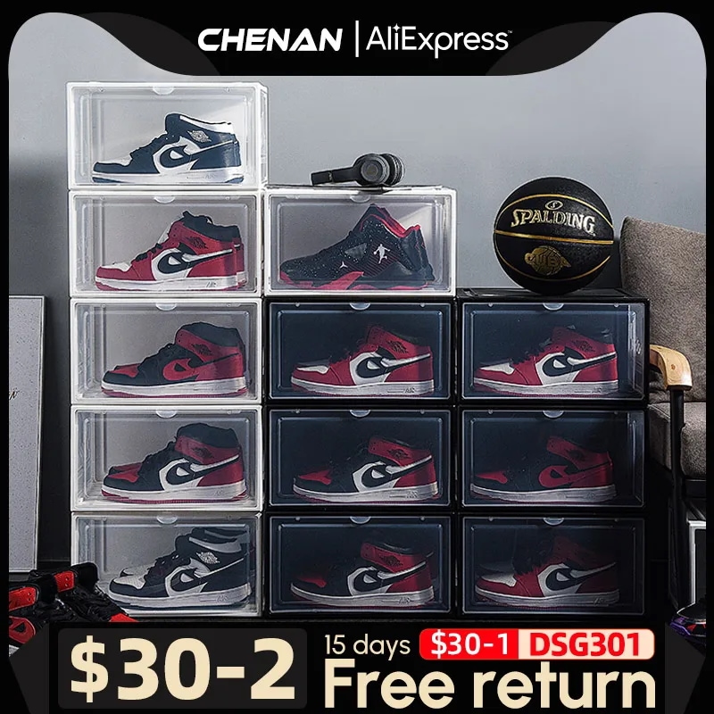 納期21日2つの透明なヒールの靴収納ボックス,防塵,積み重ね可能な靴キャビネット,オーガナイザー,靴ラック