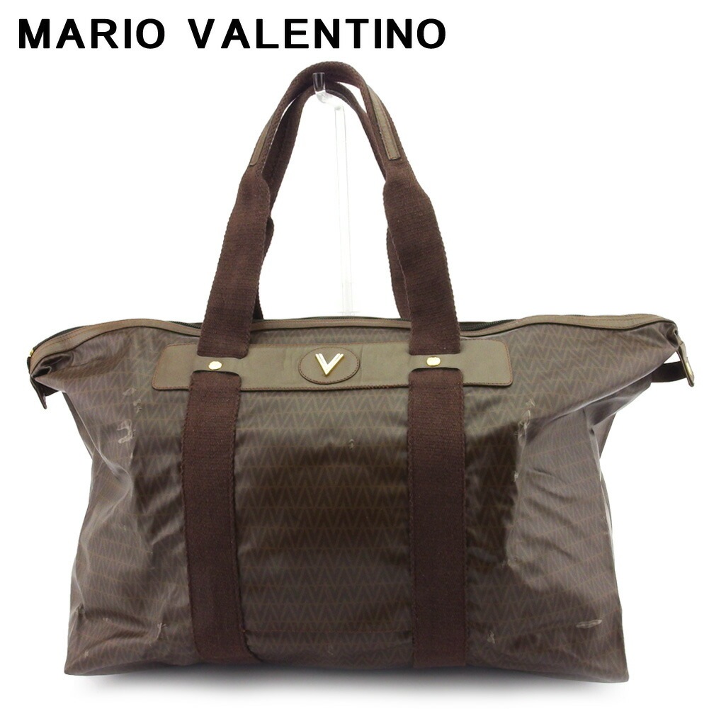 ボストンバッグ トラベル 旅行用 バッグ Vマーク レディース メンズ ブラウン ゴールド シルバー 中古