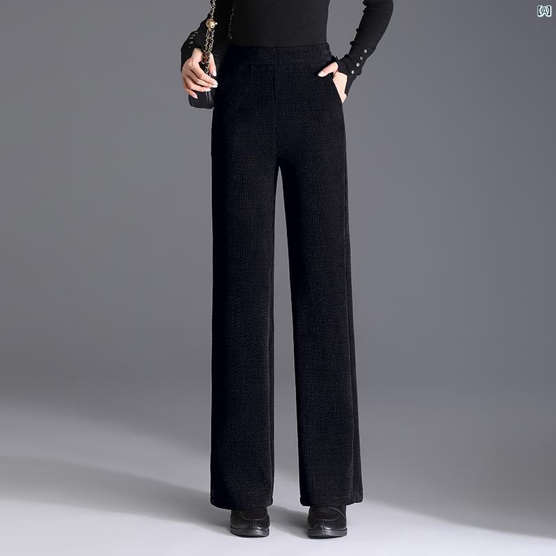 レディース　ファッション　オシャレ　シンプル コーデュロイ ナロー ワイド レッグ パンツ 秋冬 ストレート カジュアル コーデュロイパンツ