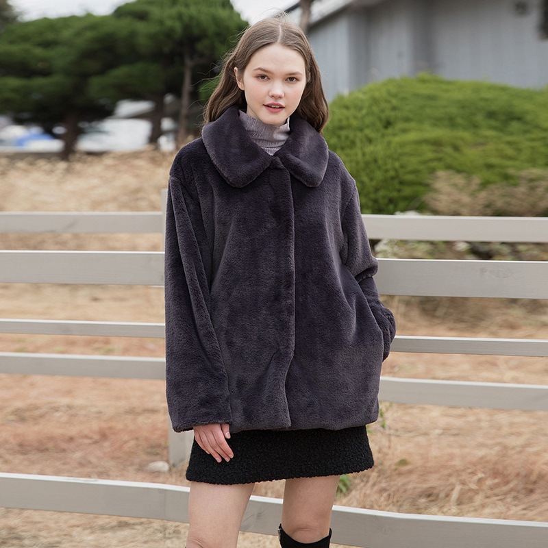 clet[CLET] 20FW / ECOFUR JACKET / かんこく / 柔らかな / 毛 / ジャケット / チャコール