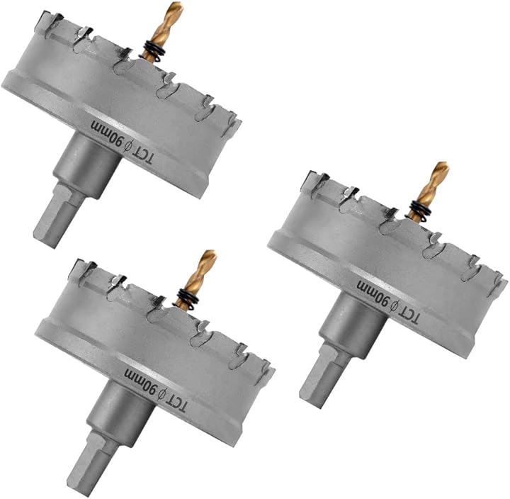 互換品現役電気工事士・大工推薦＆監修超硬 ステンレス ホールソー 穴あけ 電動ドリル ホルソー ホールカッター(90mm)