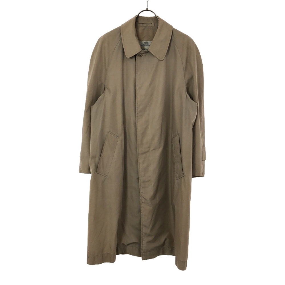 英国製 ステンカラーコート ベージュ 比翼ボタン メンズ
