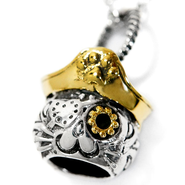 猫 キャット 海賊 パイレーツ ハート 眼帯 肉球 ゴールド メンズ シルバー925 ネックレス