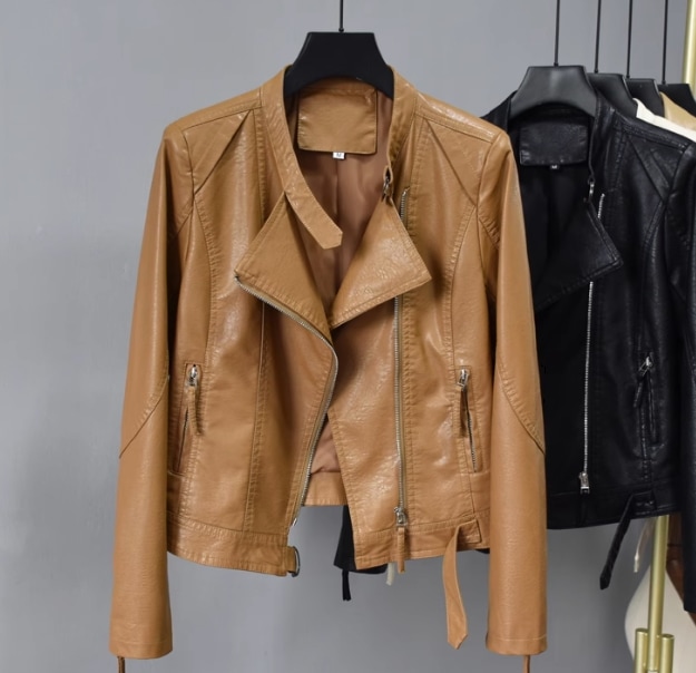 レディース ジャケット アウター レザージャケット ショート ワイド シンプル カジュアル 上品 おしゃれ かっこいい レトロ アジアン こなれ感 ラフ メンズライク マニッシュ ボーイッシュ