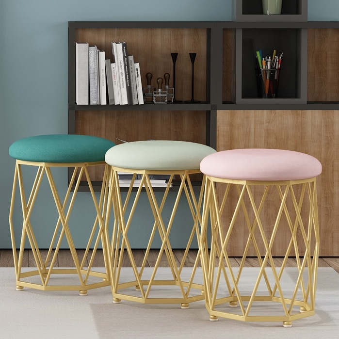 鳥の巣の形をしたスツール脚のドレッシングスツール　チェア 北欧デザイン おしゃれ 腰掛け 丸 スタッキング 玄関 キッチン 台所 リビング ゴールド グレー ピンク 新生活 一人暮らし