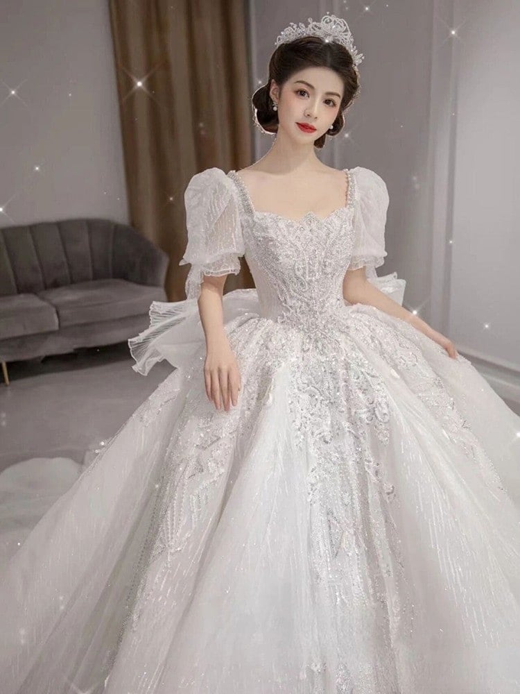 軽いウェディングドレス2025花嫁ワンショルダーフォレストスタイル春ハイウエスト妊婦スリムテールアウトメインヤーン