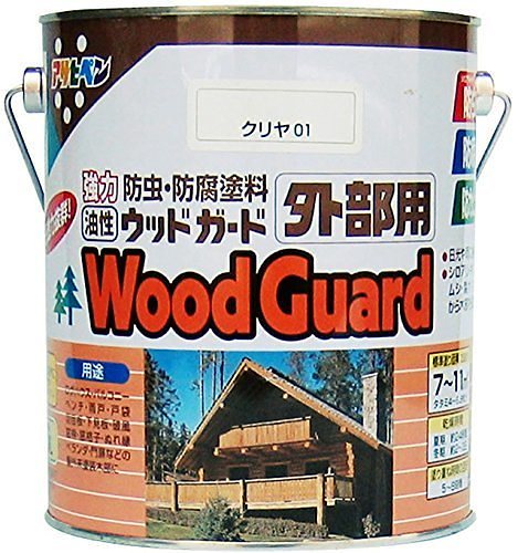（まとめ買い）油性ウッドガード 外部用 クリヤ 01 1.6L [x3缶セット]
