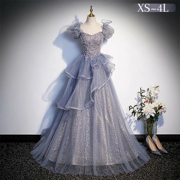 初回限定ドレス 大人 ピアノ 発表会 ロングドレス 演奏会 結婚式 母親 ピアノ発表会 袖付き キラキラ ワンピース 半袖 演奏会ドレス 演奏会用ドレス パーティードレス イブニングドレス ロング丈