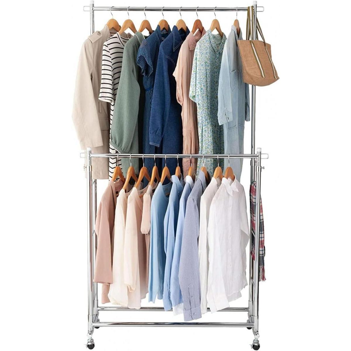 【在庫有・即納】ドウシシャ ルミナス ハンガーラック ダブル 頑丈 高耐荷重150kg HPD-100CR ハンガープロ ダブル パイプハンガー