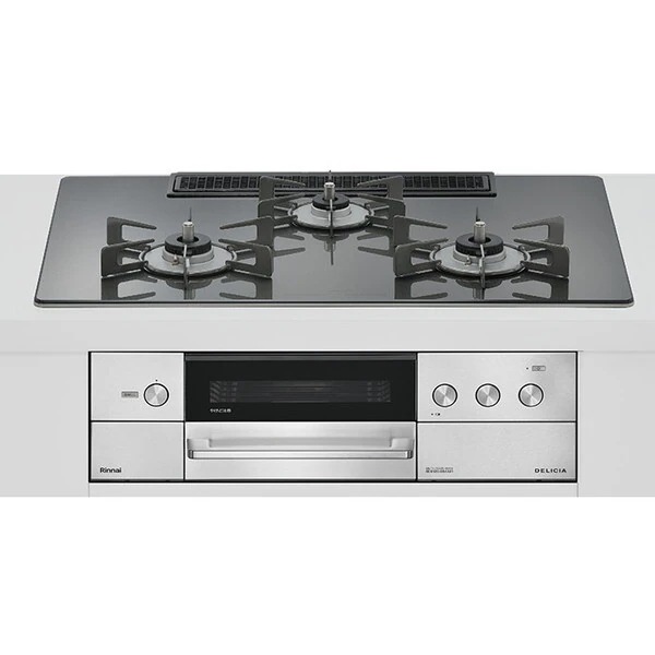 ビルトインガスコンロ 都市ガス用 両側強火タイプ 3口 75cm RHS72W38M15RNSTW-13A ツイードシルバー DELICIA