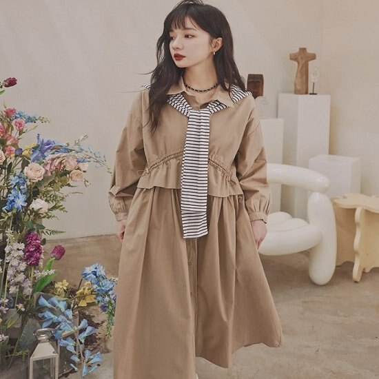 【取寄：納期2週間】ワンピース レディース ゆったり ロング丈 ワンピース ルーズ 長袖 フロントボタン ワンピース ギャザー マタニティ 大きいサイズ ワンピース レディース ゆったり ワンピース