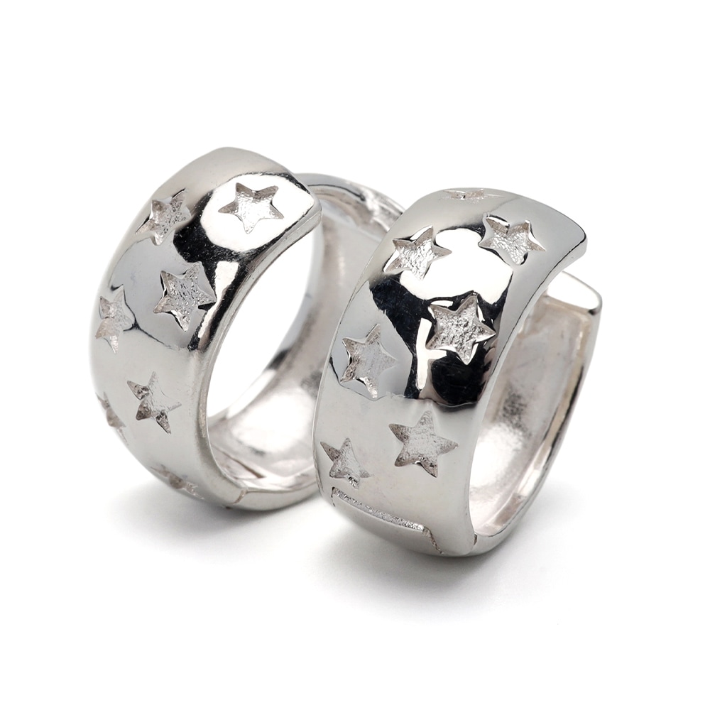 シルバー925 甲丸ピアス スター [ce339]