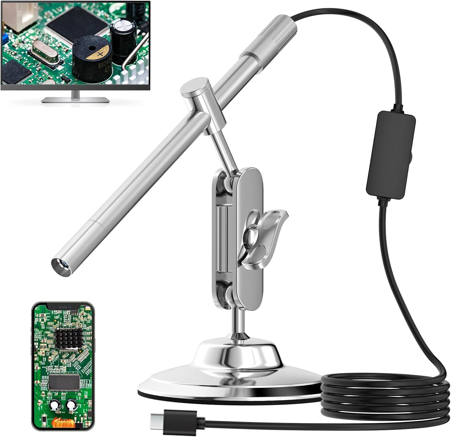 iPhone対応可能の電子顕微鏡カメラ AMTORIN USB顕微鏡 IOS Android Windows MacBook対応可能です 有線接続で画面遅延なしWiFiや充電不要 最大200倍の拡大 5,560円