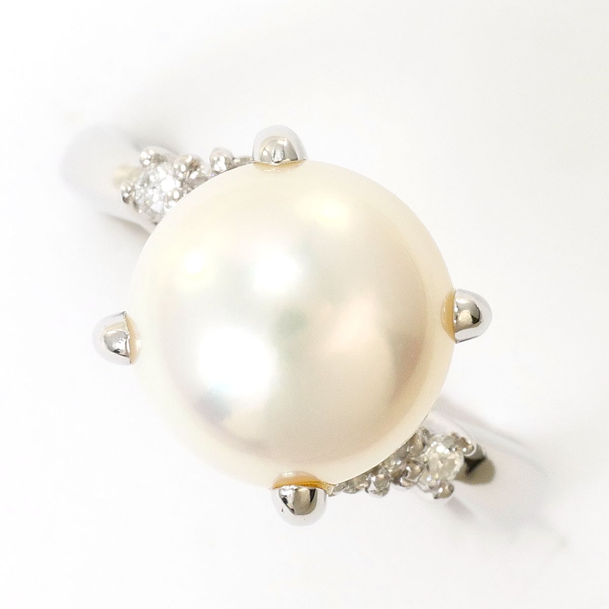 PT900 プラチナ リング・指輪 6号 パール（真珠） ダイヤモンド 0.06 ct 総重量約5.6g 中古
