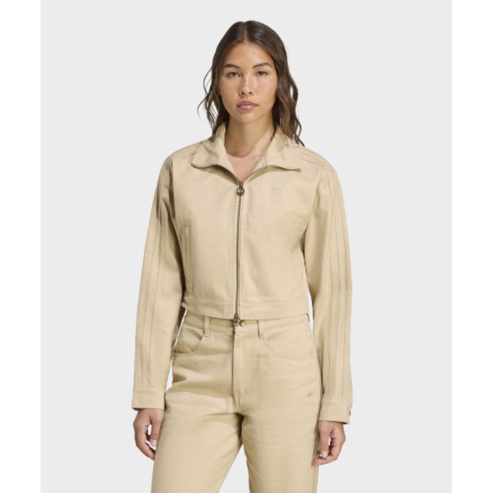 adidas Firebird twill crop track top beige JX7600