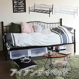 ロートアイアン デイベッド シングル ベッド 幅203 奥行105 フレーム パイプ ソファ ソファベッド ハイ&ロー 高さ調節 床下収納