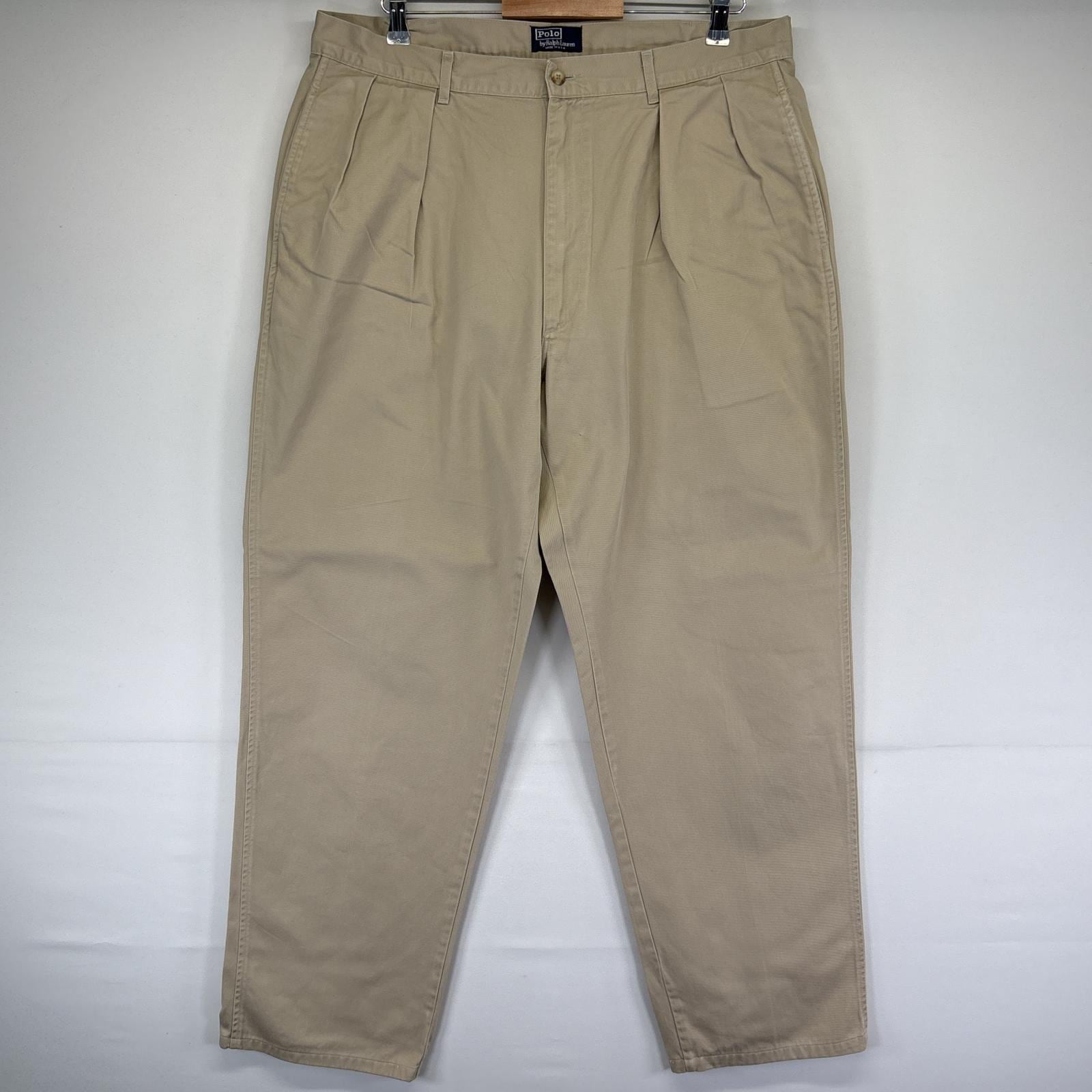 古着 90s/90年代 ポロバイラルフローレン Polo by Ralph Lauren USA製 チノパンツ ポロチノ ツータック テーパード ベージュ系 メンズ