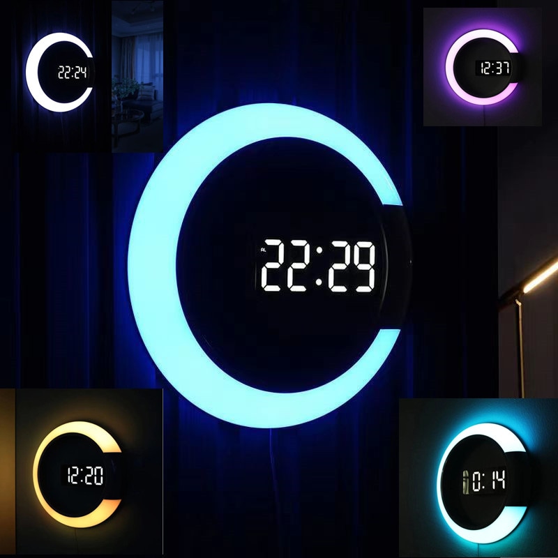 壁掛け時計温度計湿度計LEDデジタル電子壁掛け時計照明壁掛け時計コンサルティング生活静かな複数のライト無料スイッチング