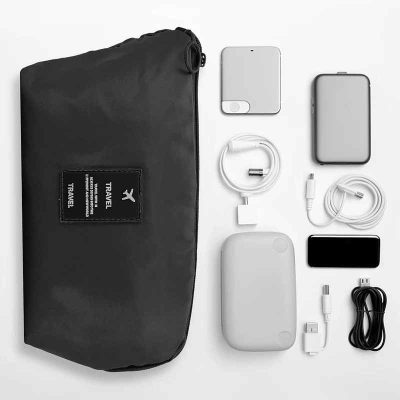 ポータブル収納バッグ,デジタルケーブル,旅行オーガナイザー,電子,防水,イヤホン用,USB充電器プラグ1, 3または5ユニット