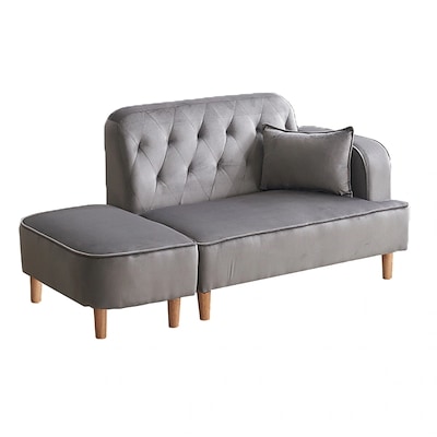 【国内即日発送】ソファー 2.5人掛け カウチソファ リビングソファ 肘付き オットマン l字 おしゃれ かわいい ベルベット調 東京倉庫から発送