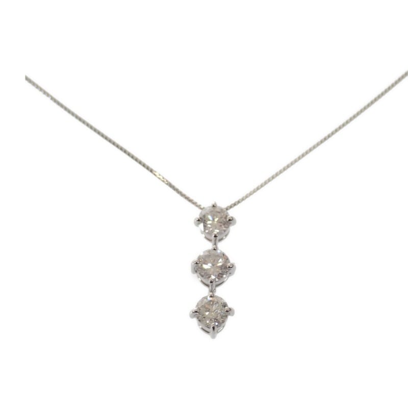 【no brand】デザインジュエリー 3連ダイヤ ネックレス Pt850プラチナ Pt900プラチナ ダイヤモンド レディース