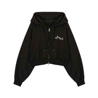 Qoo10] ITZAVIBE CAT CROP HOOD ZIP UP : レディース服