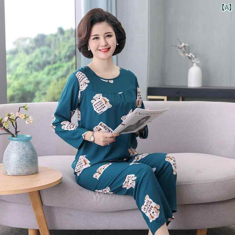 ルームウェア 部屋着 レディース 長袖 婦人 ミセス 高齢者 夏 パジャマ コットンシルク ツーピース マザー スーツ 薄手