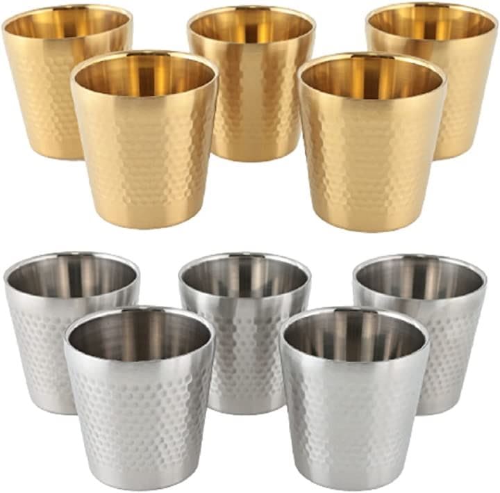 タンブラー ステンレス 真空断熱 二重構造 175ml( ゴールド５個+シルバー５個)