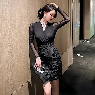 秋 ワンピース フォーマル パーティードレス キャバドレス 着痩せ 大人 披露宴 卒業式 結婚式