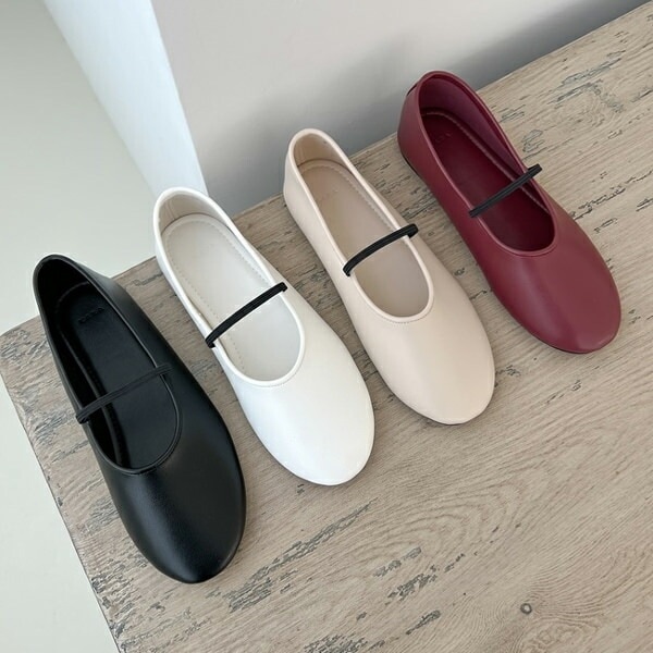 バレエシューズ パンプス ラウンドトゥ ストラップ フラット レディース ぺたんこ 黒 白 ブラック ワイン ベージュ ホワイト 歩きやすい 靴 婦人靴 韓国