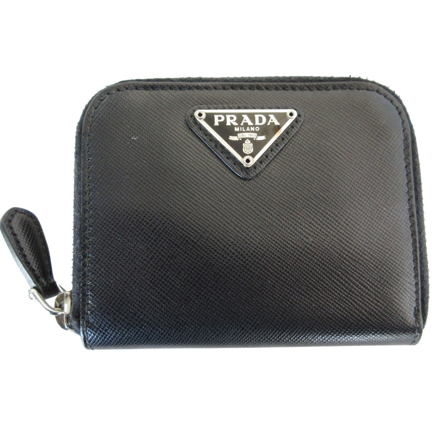 プラダ PRADA コインケース レザー ブラック シルバー メンズ s0563j