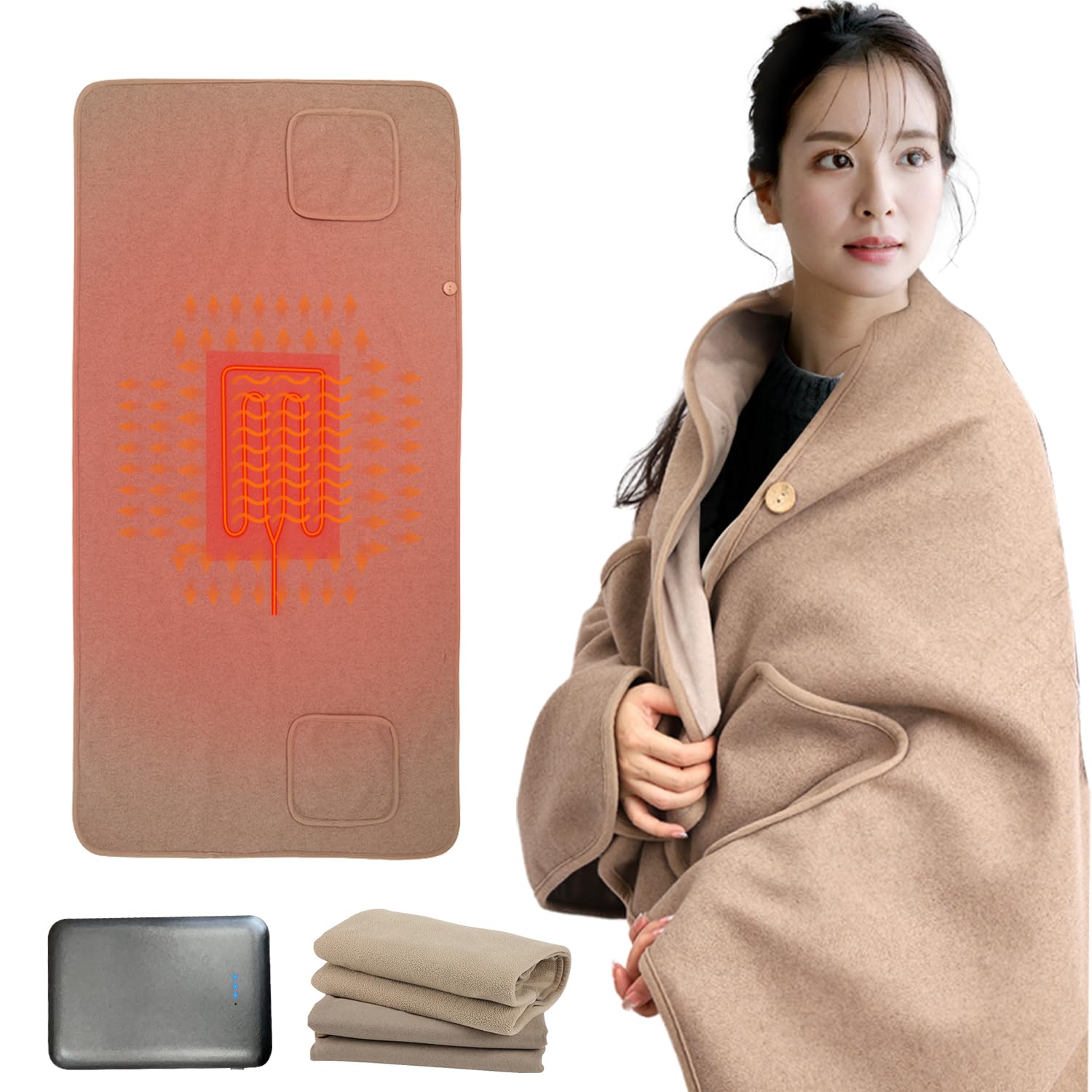 電気毛布 USB 電気ひざ掛け 電気ブランケット【3段階温度調節】 大判サイズ150x80cm 暖かいコットンフリース 掛け敷き兼用 省エネ 丸洗い 防寒対策 車内/キャンプ/自宅/オフィス/お年寄り