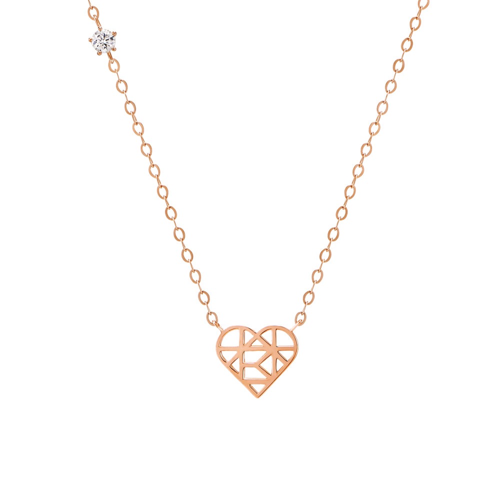 14K 18Kキント ハート ローズネックレス
