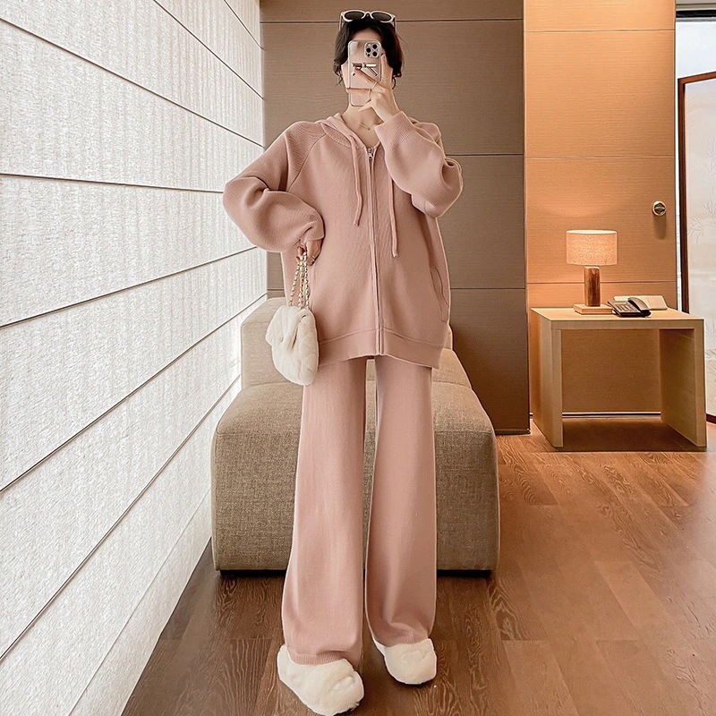 2024新作 妊婦服 ダウンコート ロングパンツ パンツ マタニティワイドパンツ マタニティーマタニティワイドパンツ カーディガン 二点セット