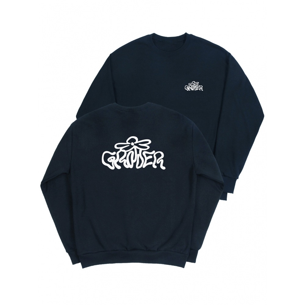 GRAVER ウェーブロゴフラワースウェットシャツネイビー