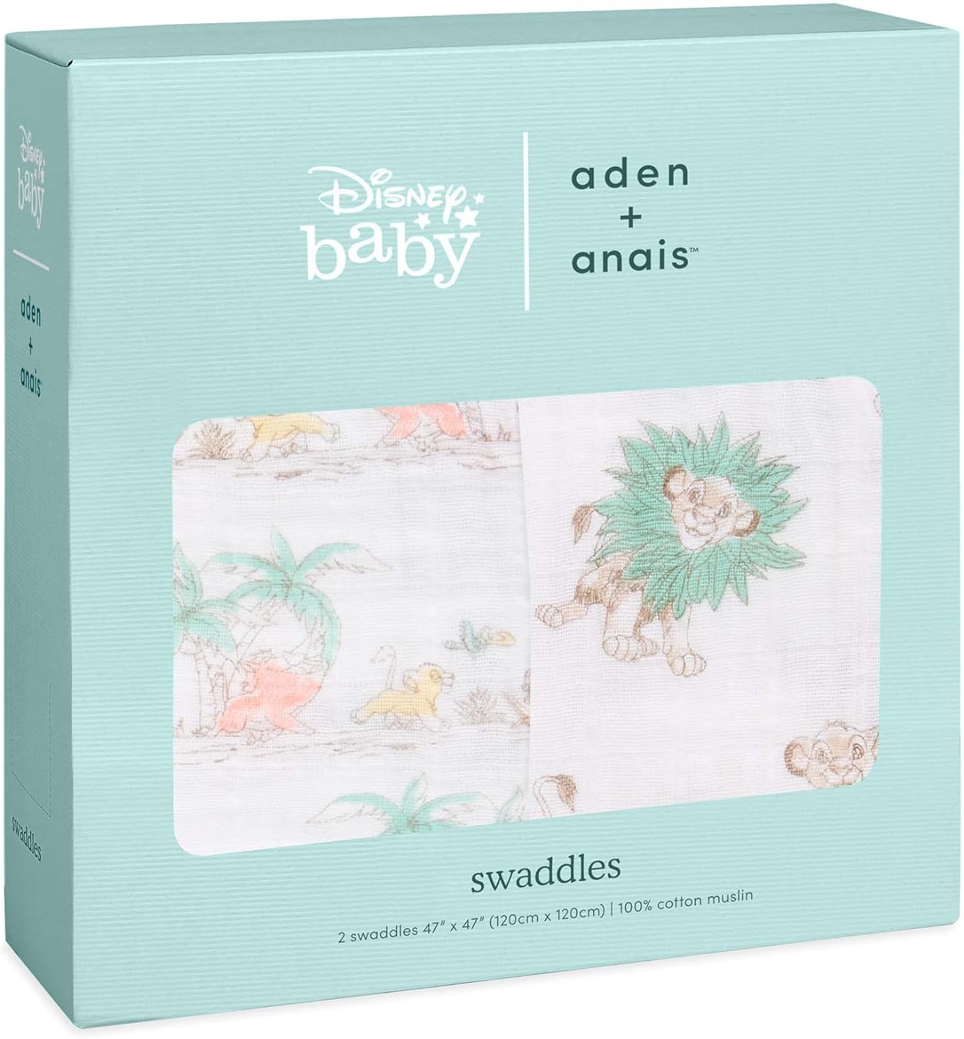 おくるみ ディズニー ガーゼ ベビー 【 日本正規品 aden + anais おくるみ 2枚 セット The Lion King モスリンコットン 100%使用 】 120 × 120cm エイデン