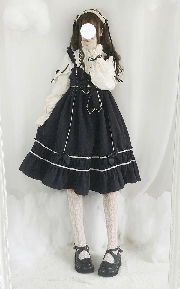 ワンピース ロリータ レディース ロリータ ワンピース 切り替え風 フレアワンピース 春秋 コスプレ ロリータ風ワンピ 女子中高生 lolita 蝶結び ミディアム 日系 可愛い クラシカル ゴシック