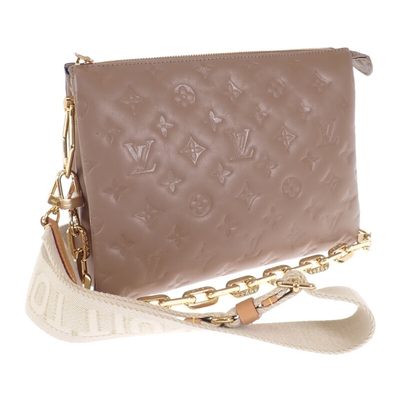 【Aランク】 クッサンPM M21263 2WAYバッグ ハンドバッグ ショルダーバッグ ラムスキン トープ ゴールド金具 レディース【ISEYA】